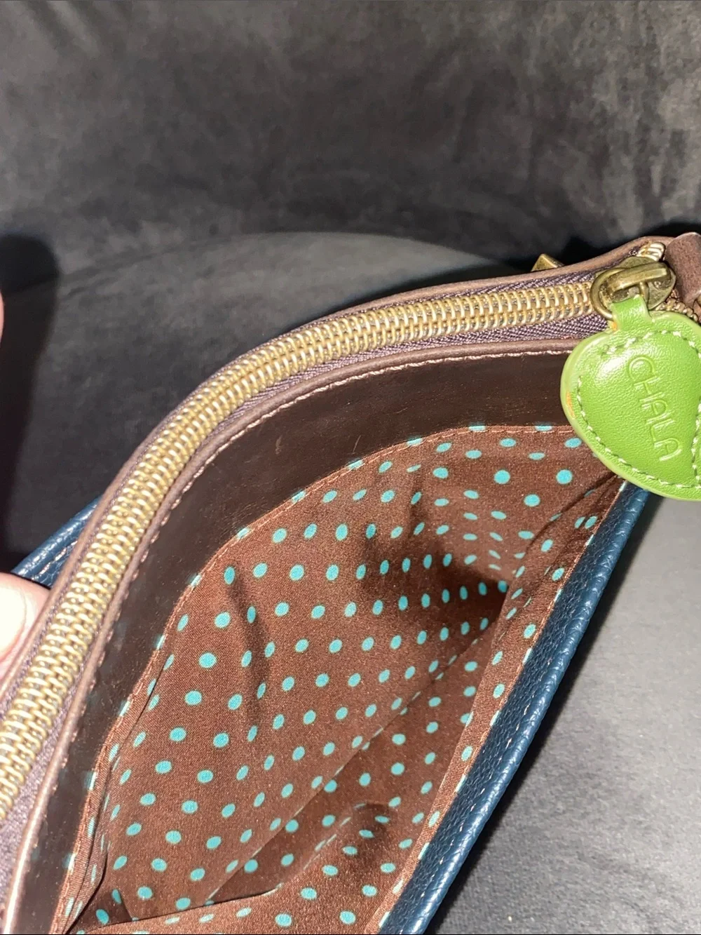 Chala Sunflower Mini Crossbody Clutch Wallet Faux Leather Blue No Straps